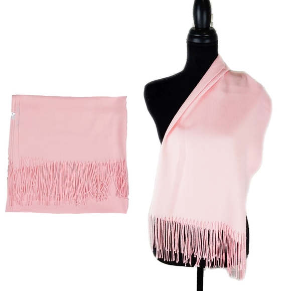 NWT Sage Designs Luxurious Pink Blush Pasmina Fringe Wrap Scarf - Picture 3 of 7
